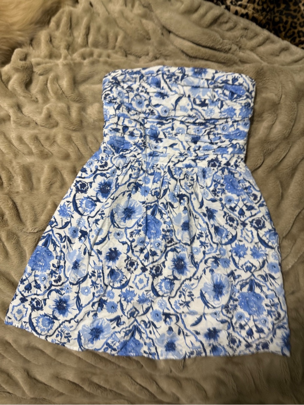 Abercrombie & Fitch Blue Floral Strapless Mini Dress Size M
